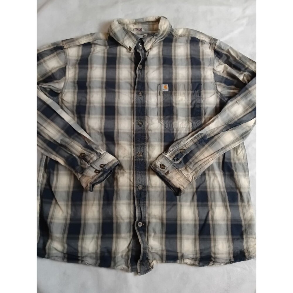 Carhartt Shirt Men XL Relaxed Fit Multicolor Plaid Long Sleeve 103899 412 Grungy